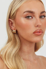 Melanie Ridged Earrings Gold