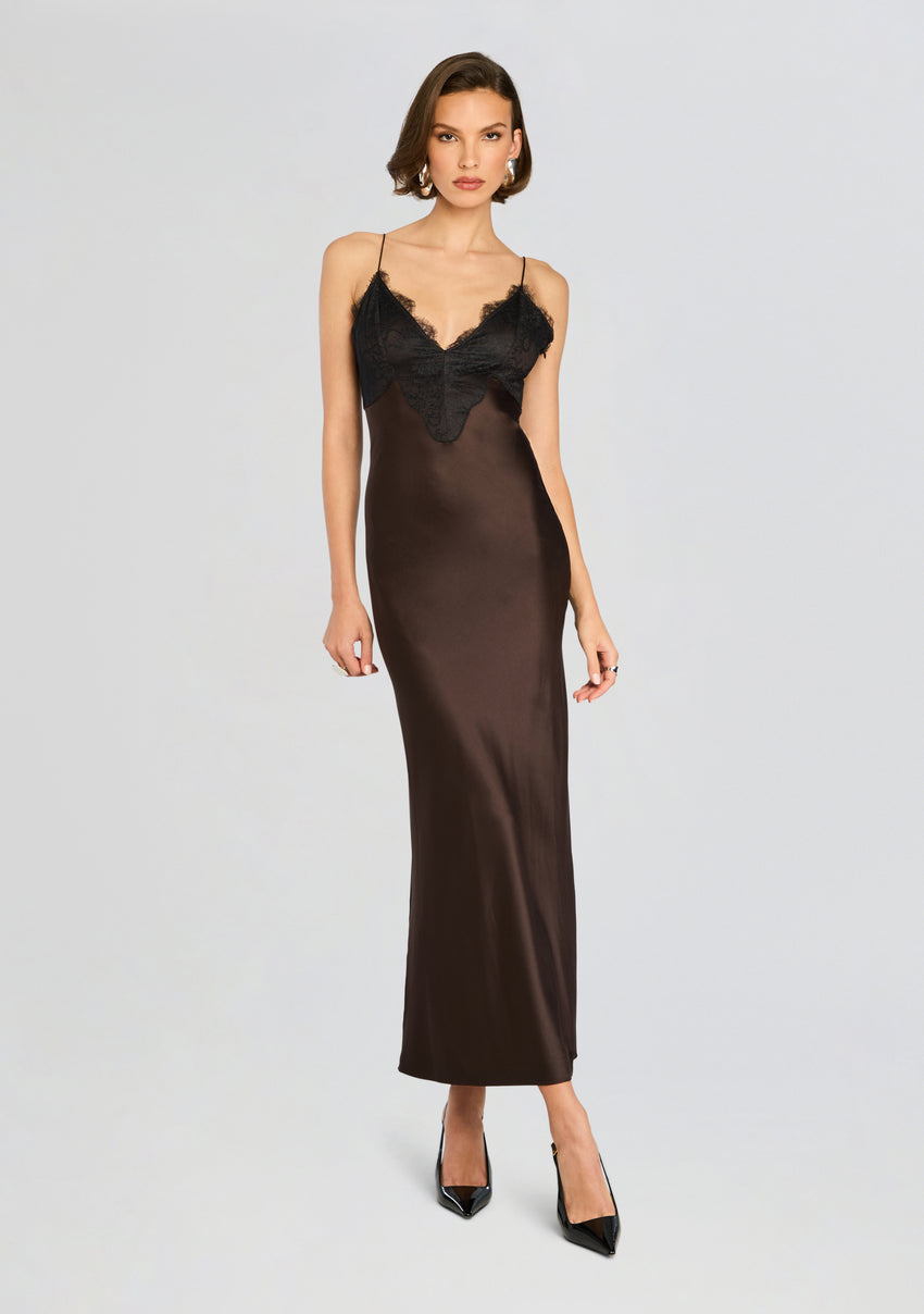 Grenache Satin Maxi Dress
