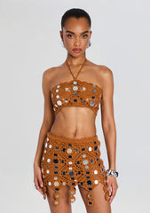 Enora Metallic Crochet Top