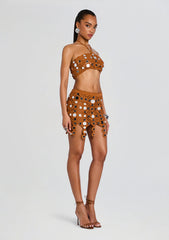 Enora Metallic Crochet Top