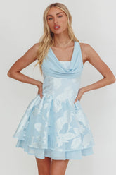 Lusting Lace-Up Back Mini Dress Ice Blue