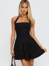 Starwoman Halter Mini Dress Black
