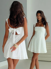 Xanthus Embroidered Mini Dress White