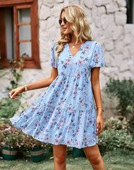 Fashion Natural Bohemian Floral Print Mini Dress