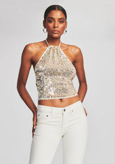 Stevie Sequin Crochet Halter Top