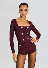 Clemence Metallic Bandage Knit Top