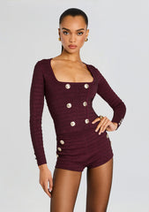 Clemence Metallic Bandage Knit Top
