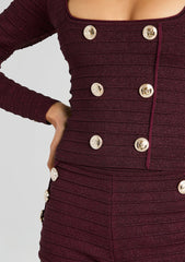 Clemence Metallic Bandage Knit Top