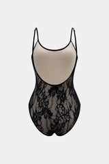 Lace Patchwork Backless Slip Sleeveless Bodysuit