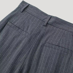 Women’s High-Waist Pinstripe Wide-Leg Trousers – Elegant Office Style