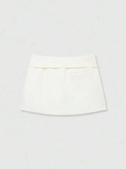 Zipper Waist Belted Midi Skort