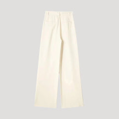 Women’s High-Waist Pinstripe Wide-Leg Trousers – Elegant Office Style