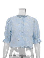 Bleue Eyelet Top