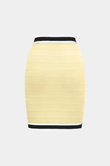 Knit Stripes Contrast Print Button Skirt