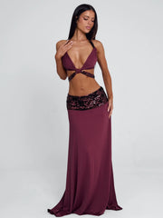 Vyorix ALUNA MAXI SKIRT BURGUNDY