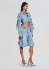 Blu Cargo Denim Top