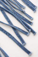 Denim Bra Top And Tie-Up Skirt Set
