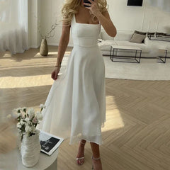 Elegant Sleeveless Solid Color Dress for Women